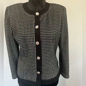 Paquette Too! Black and White Houndstooth Blazer